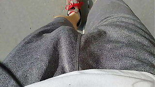 Freeballing in loose shorts as I walk down the sidewalk, my big dick swinging about 20190627