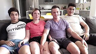 TEEN ORGY - big cock splits holes and 1st time rimming!