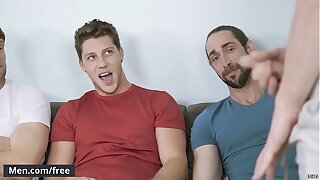 (Colby Keller, Jacob Peterson, Paul Canon, Roman Cage, Trevor Long) - My Whore Of A Roommate - Jizz Orgy - Trailer preview - Men.com